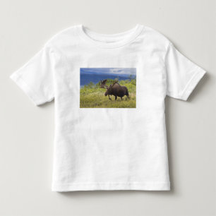 大きな雄のヘラジカがヤナギの中で立っている トドラーTシャツ