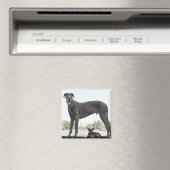 大きな雌犬と小さな雑種の犬 マグネット (インサイチュ (食洗機))