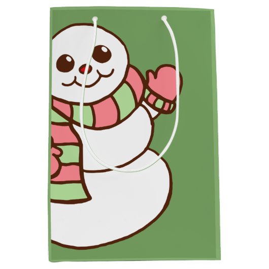 大きな雪だるまギフトバッグ ミディアムペーパーバッグ (正面)