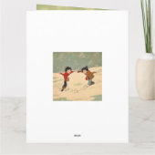 大きな雪の玉を転がす日本の子供たち カード (裏面)