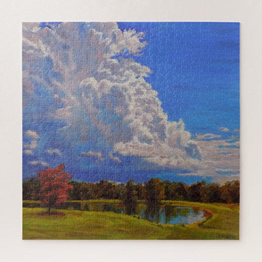 大きな雲と美しいイリノイの農場のシーン ジグソーパズル (縦)