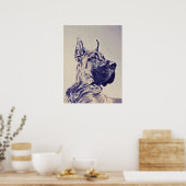 大きな青いスケッチ ポスター (キッチン)