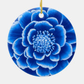 大きな青いダリアの花 セラミックオーナメント (裏面)