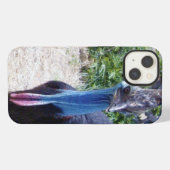 大きな青いヒクイドリの鳥、iPhone 13ケース iPhoneケース (裏面横)