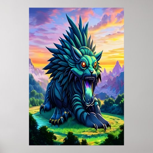 大きな青いファンタジー | AIアートポスター ポスター (正面)