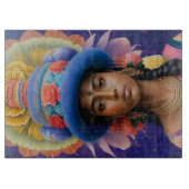 大きな青い帽子を持つアジアの王女 カッティングボード (正面)