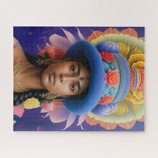 大きな青い帽子を持つアジアの王女 ジグソーパズル (横)