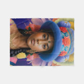 大きな青い帽子を持つアジアの王女 フリースブランケット (正面(横))