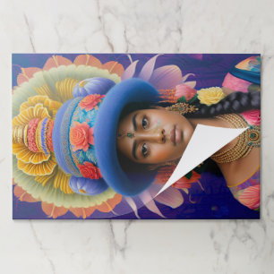 大きな青い帽子を持つアジアの王女 ペーパーパッド