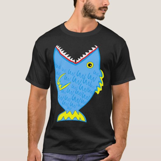 大きな青い歯のある魚 Tシャツ (正面)