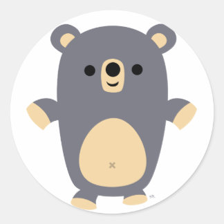 大きな青い漫画クマのステッカー ラウンドシール