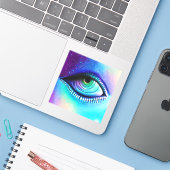 大きな青い目は不気味な不気味な シール (ノートパソコンとiPhone)