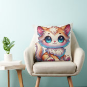大きな青い目をしたかわいいキャラクターオレンジ色の猫 クッション (椅子)