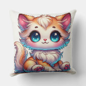 大きな青い目をしたかわいいキャラクターオレンジ色の猫 クッション (裏面)
