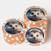 大きな青い目をした可愛いハリネズミ ポーカーチップ (積み重ね)