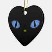 大きな青い目をした黒猫 セラミックオーナメント (左)