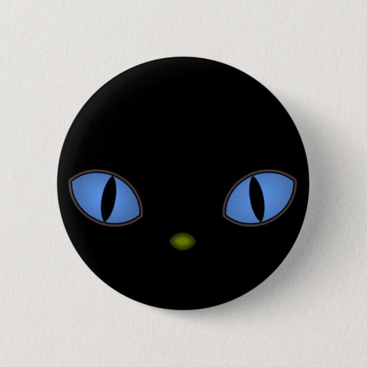 大きな青い目をした黒猫 缶バッジ (正面)
