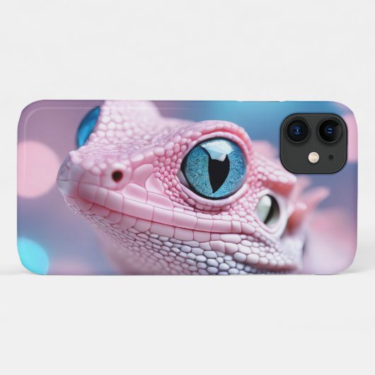 大きな青い目をした、かわいい小さなピンクのトカゲ Case-Mate iPhoneケース (裏面(横))