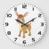 大きな青い目をした、かわいい若いロバ ラージ壁時計 (正面)