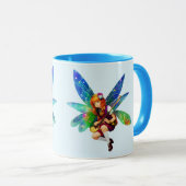 大きな青い翼を持つ2つのインデントされたフェリー マグカップ (正面右)