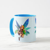 大きな青い翼を持つ2つのインデントされたフェリー マグカップ (正面左)