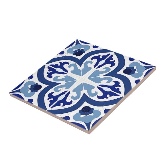 大きな青い花をタイル タイル (側面)