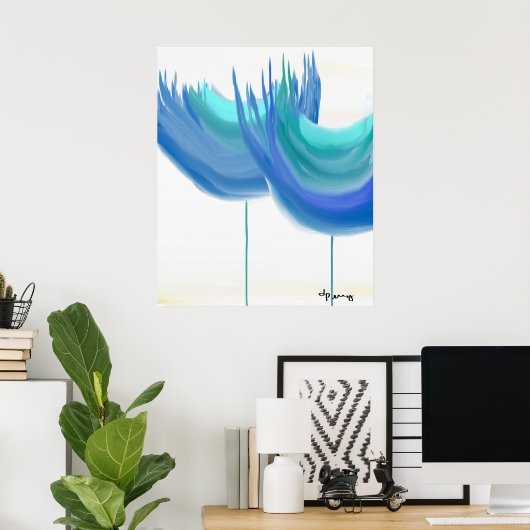 「大きな青い花」 ポスター (ホームオフィス)