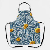 大きな青と黄色の花シームレスなパターン エプロン (正面)