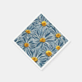 大きな青と黄色の花シームレスなパターン スタンダードカクテルナプキン (角)