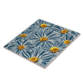 大きな青と黄色の花シームレスなパターン タイル (側面)