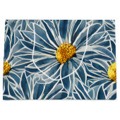 大きな青と黄色の花シームレスなパターン ラージペーパーバッグ (正面)