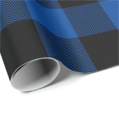 大きな青と黒のシェブロン水牛のプレイド ラッピングペーパー (ロールコーナー)