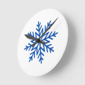 大きな青のスノーフレーク ラウンド壁時計 (傾斜)