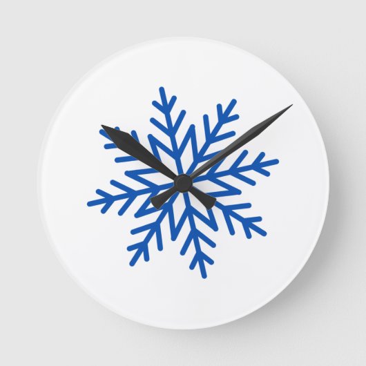 大きな青のスノーフレーク ラウンド壁時計 (正面)