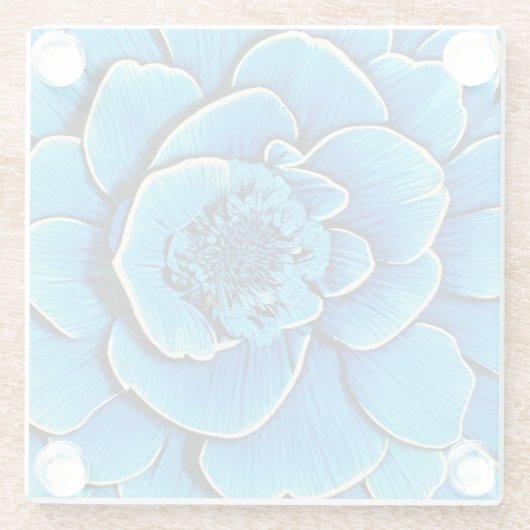 大きな青の椿の花 ガラスコースター (裏面)