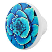 大きな青の椿の花 セラミックノブ (右)