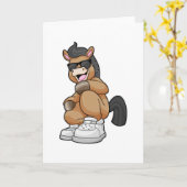 大きな靴を履いた馬 カード (黄色い花)