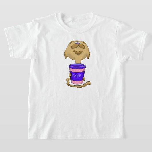 大きな頭のコーヒーキャット Tシャツ (レイダウン)
