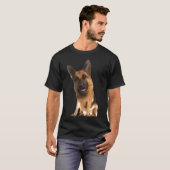 大きな頭のジャーマン・シェパード犬 Tシャツ (正面フル)