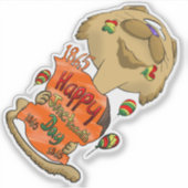 大きな頭飾り猫 シール (正面)