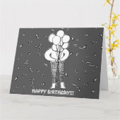 大きな風船と紙吹雪のカード カード (黄色い花)