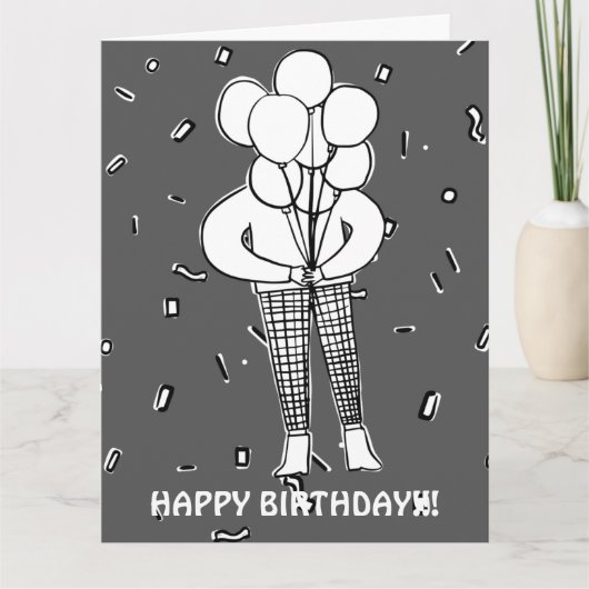 大きな風船と紙吹雪のカード カード (正面)