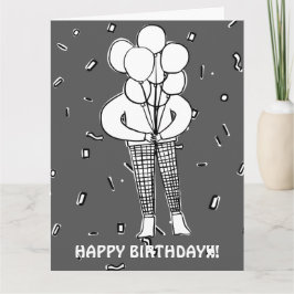 大きな風船と紙吹雪のカード カード