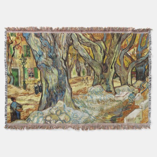大きな飛行機の木々Vincent Vanゴッホ スローブランケット (正面)