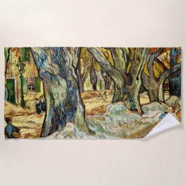 大きな飛行機の木々Vincent Vanゴッホ ビーチタオル