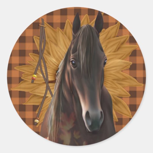 大きな馬のステッカー ラウンドシール (正面)