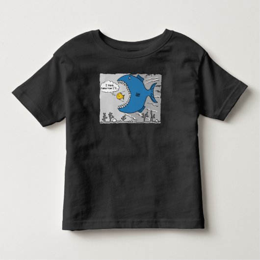 大きな魚が小さな食べ魚に近づく トドラーTシャツ (正面)