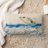 大きな魚が水から飛び出す ランバークッション (ブランケット)