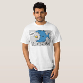 大きな魚が食べ小さな水槽の上に Tシャツ