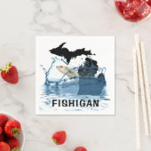 大きな魚とミシガンの州 スタンダードカクテルナプキン (インサイチュ)